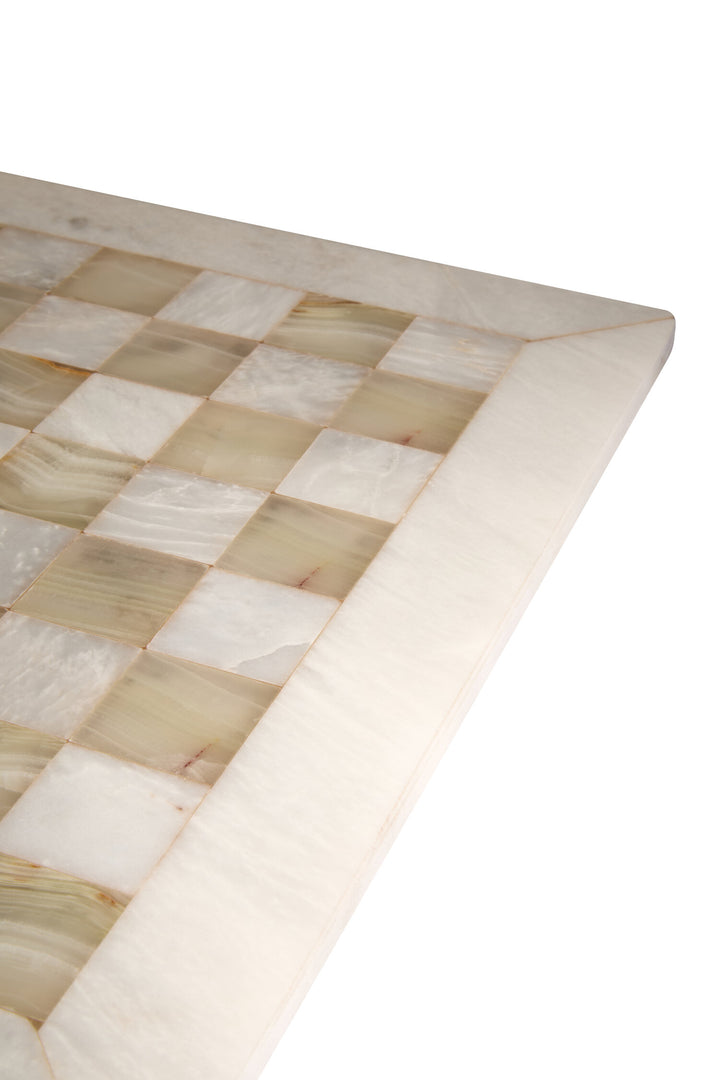 White and Green Chess Carved Marble Onyx Tac Set Tic