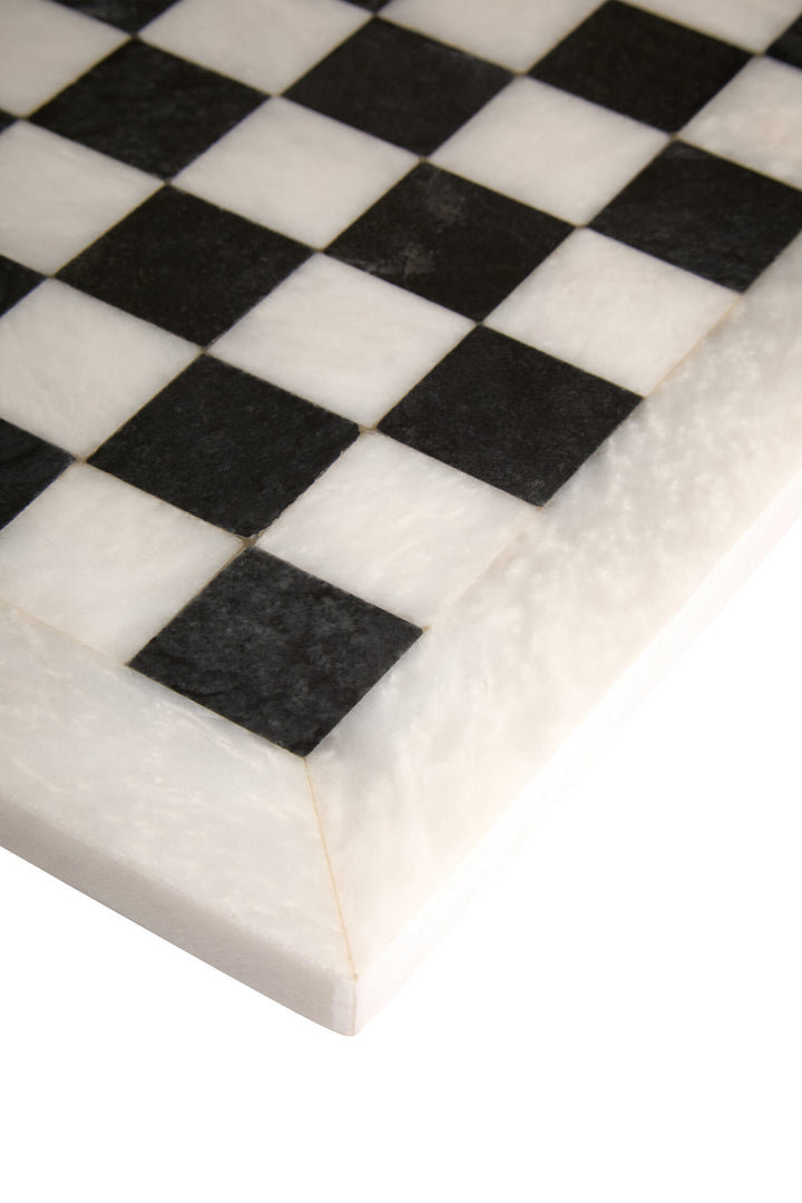 and White Chess Tac Small Set Carved Marble Tic Black