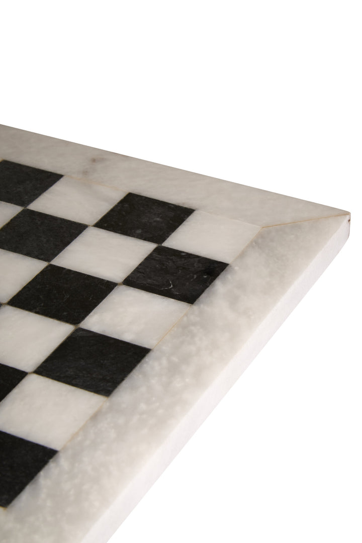 and White Chess Tac Small Set Carved Marble Tic Black