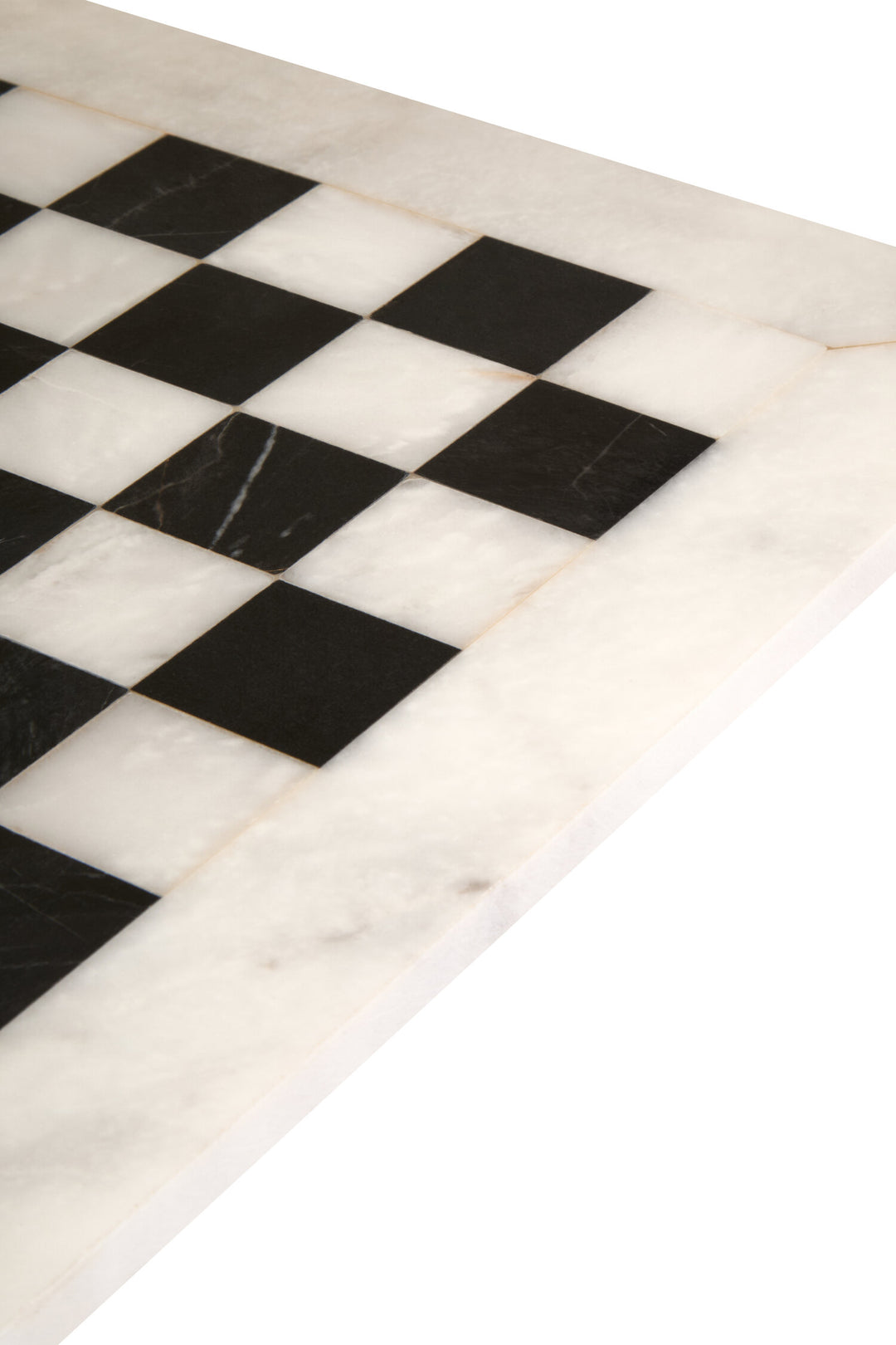 Large Carved Set Tac Marble and Chess White Black Tic
