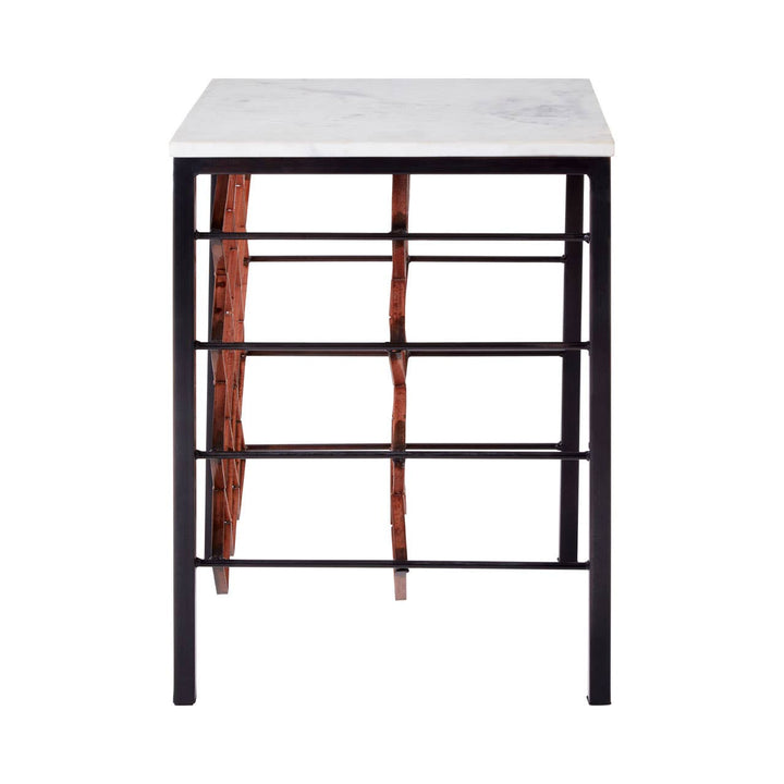 Templar White Marble & Iron Wine Rack Table