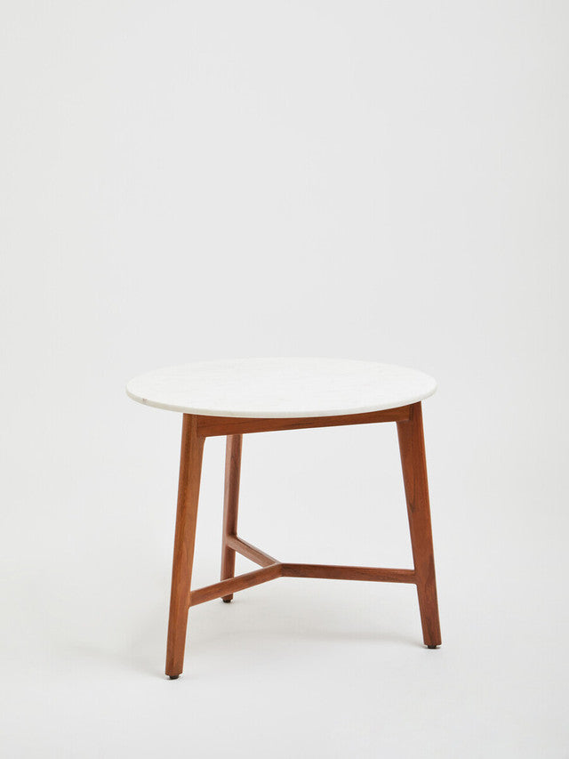 Altrincham White Marble Round Side Table – Luxury Accent Table