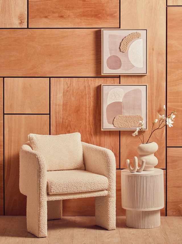 Knutsford Whitewash Mango Wood Ridge Detail Side Table – Textured Accent Table