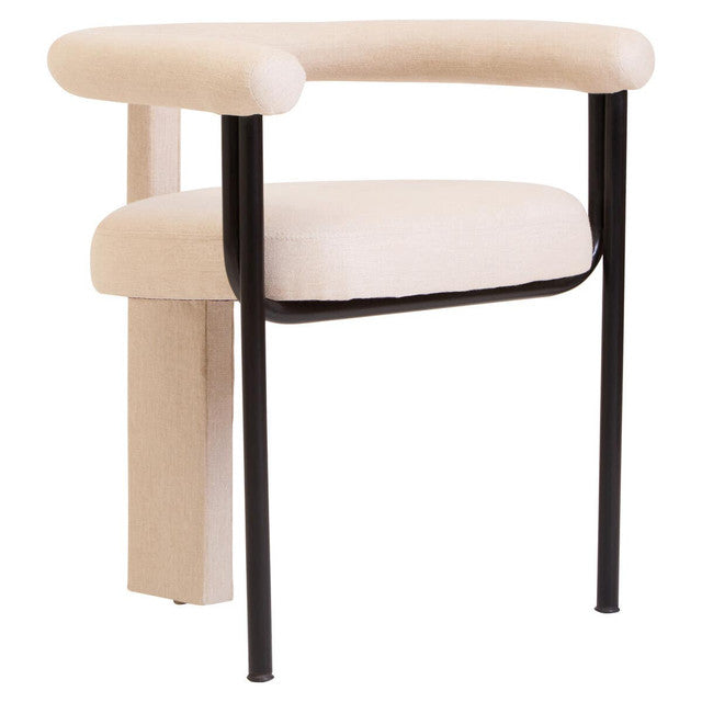Forma Texture Fabric Dining Chair with Black Iron Frame