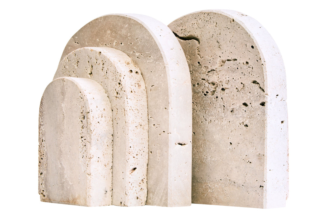 Arched Two Travertine of Set Bookends Corvessa
