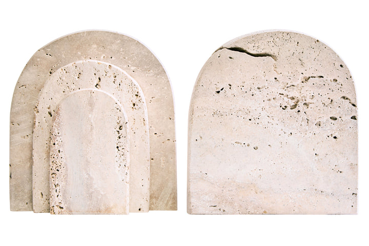 Arched Two Travertine of Set Bookends Corvessa