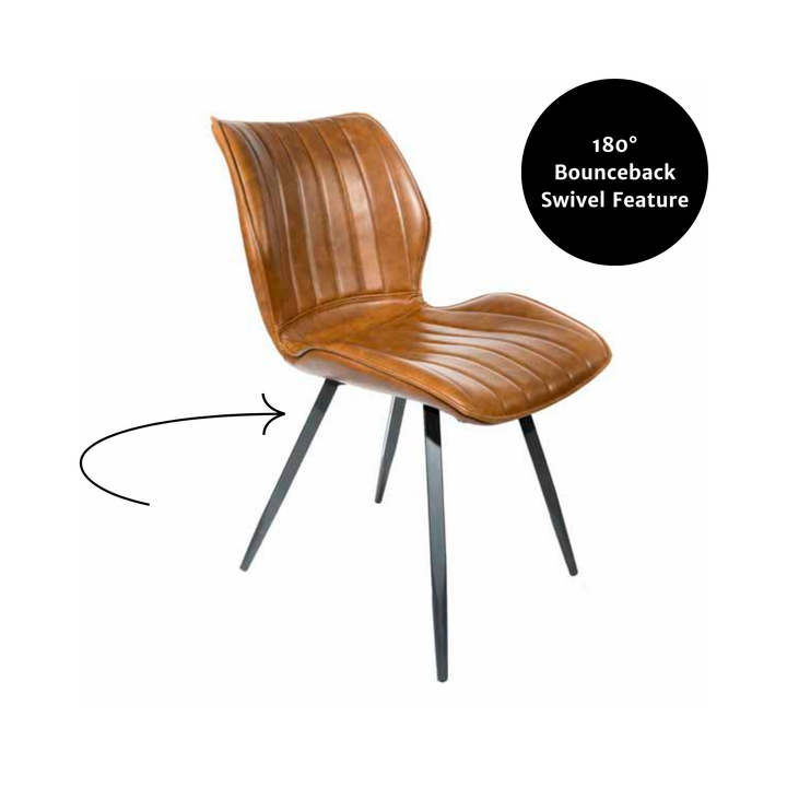 Junelle Bounce Dining Chair Vegan Leather Tan SET OF 2