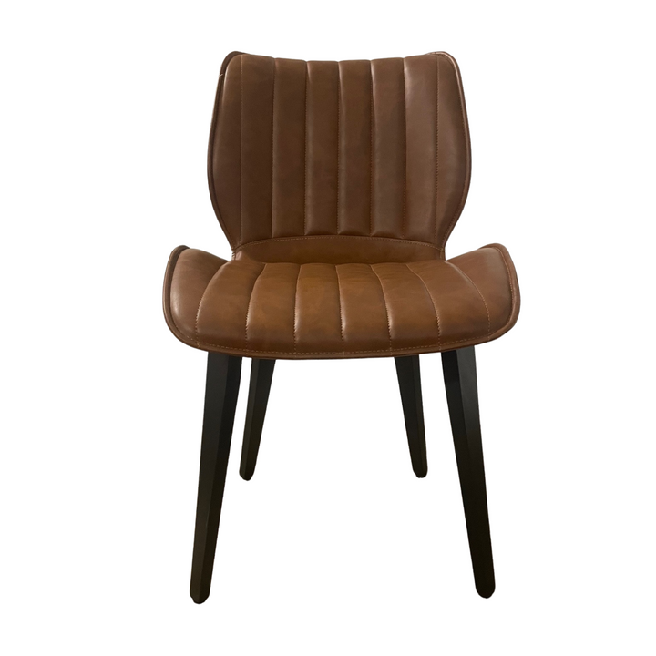 Junelle Dining Chair Vegan Leather Tan Wooden Leg SET OF 2