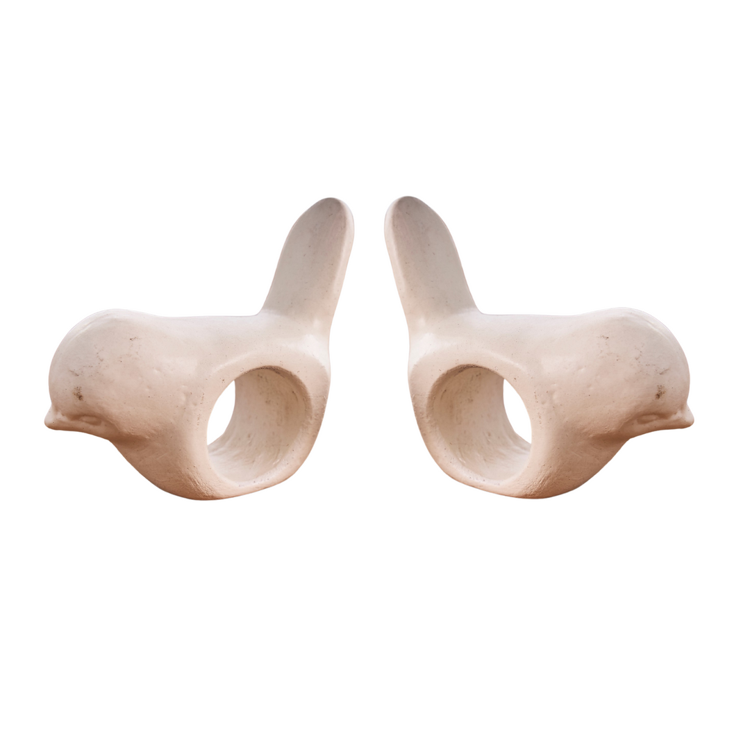 Calmere Bird Napkin Ring Set of 4 (Pack of 4 sets -16 pcs) - White
