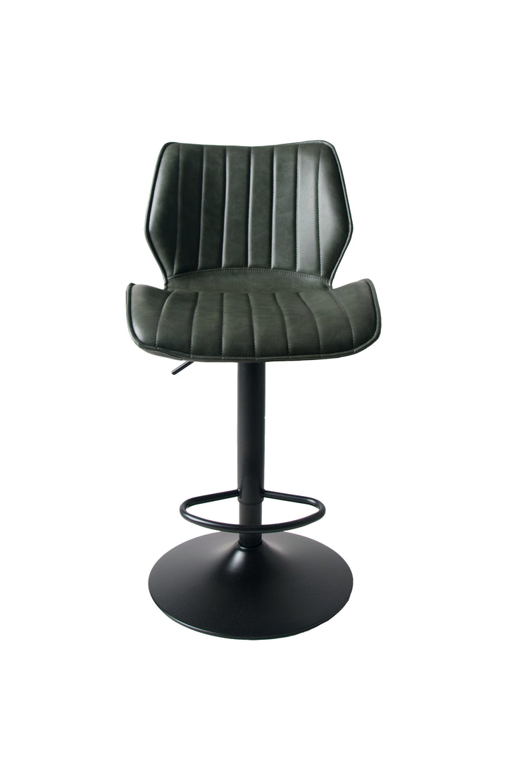 Junelle Gas Lift Bar Stool Vegan Leather Forest Green SET OF 2