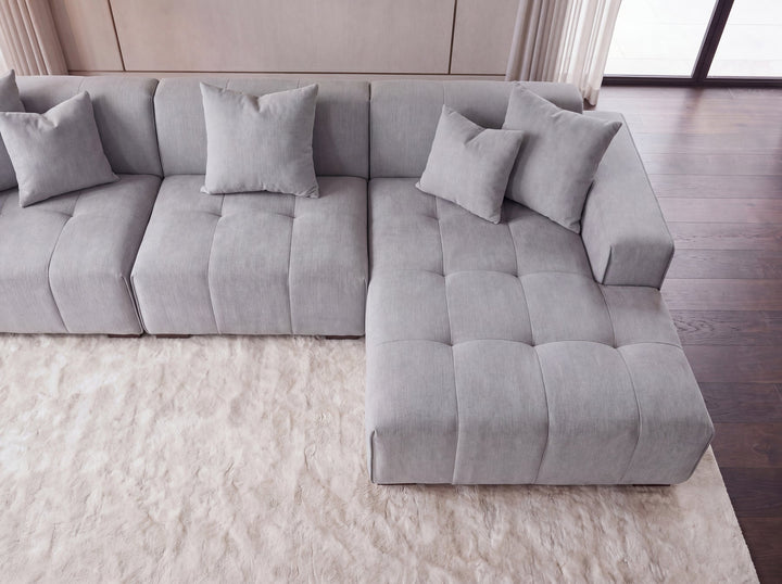 Aluxo Leonard Left Hand Corner Group in Cloudy Grey Bouclé