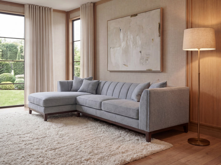 Aluxo Cooper Right Hand Corner Group Sofa in Dolphin Boucle