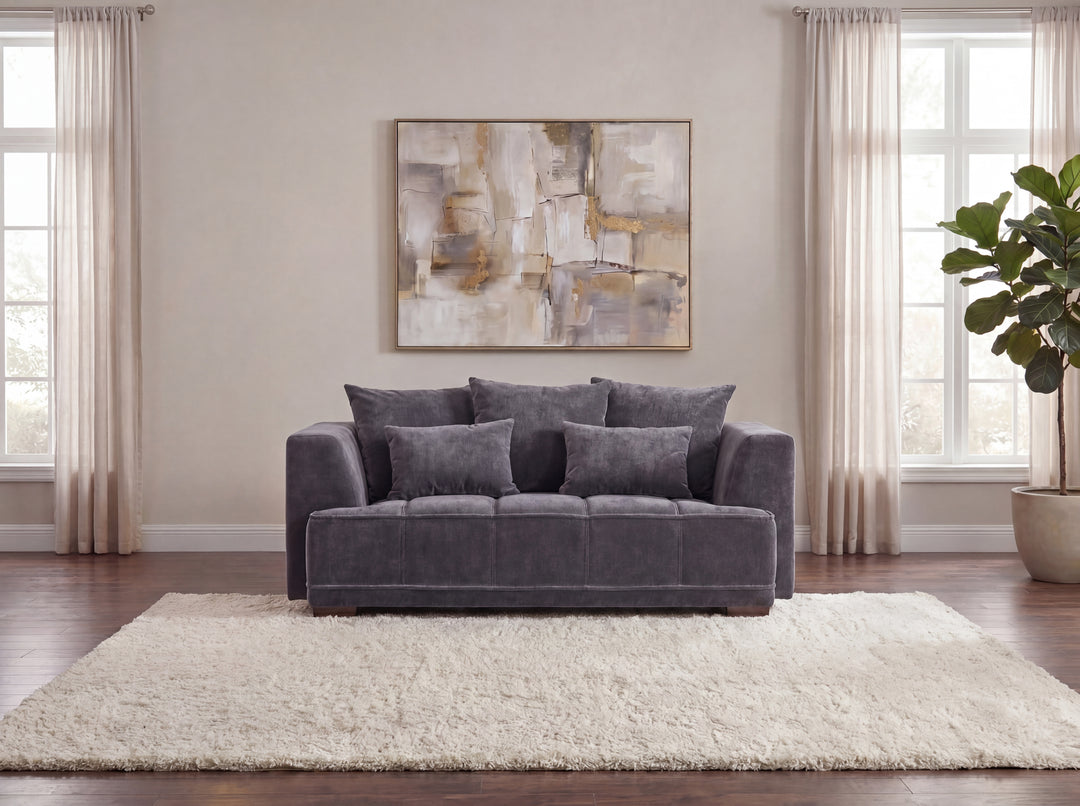 Aluxo Gramercy Group Sofa in Steel Velvet