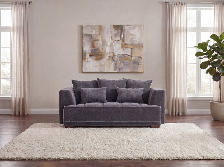 Aluxo Gramercy Group Sofa in Steel Velvet