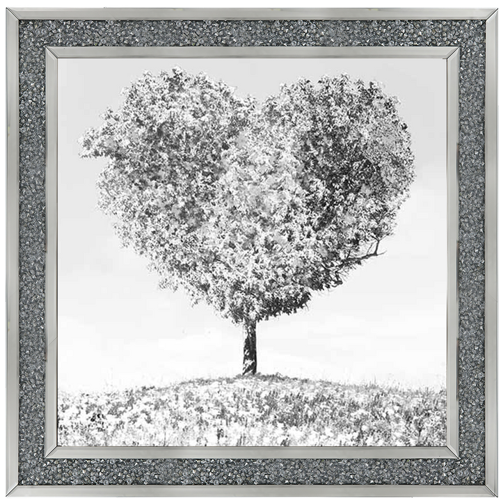 LS297 Black & White Lone Heart Tree