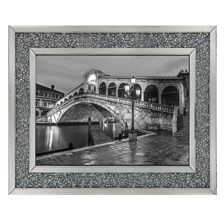 CY078 Rialto Bridge at night, Venice (Black and white)