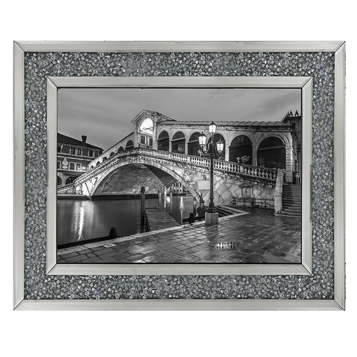 CY078 Rialto Bridge at night, Venice (Black and white)