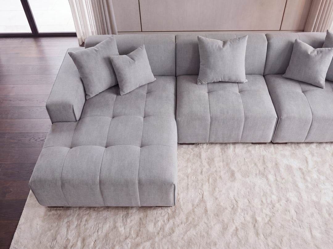 Aluxo Leonard Right Hand Corner Group in Cloudy Grey Bouclé