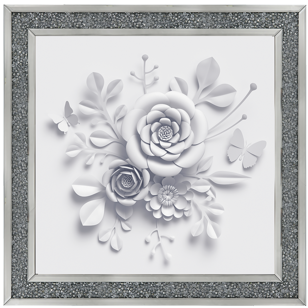 FL009 3D white paper flowers on white background