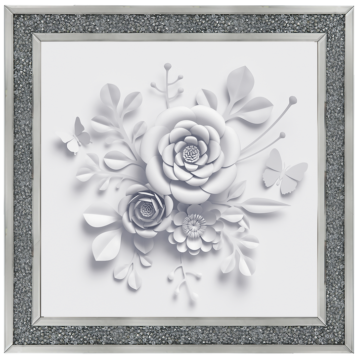 FL009 3D white paper flowers on white background