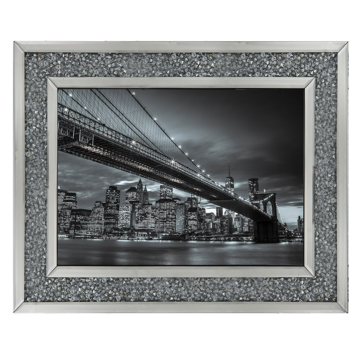 CY064 Brooklyn Bridge and lower Manhattan skyline at dusk