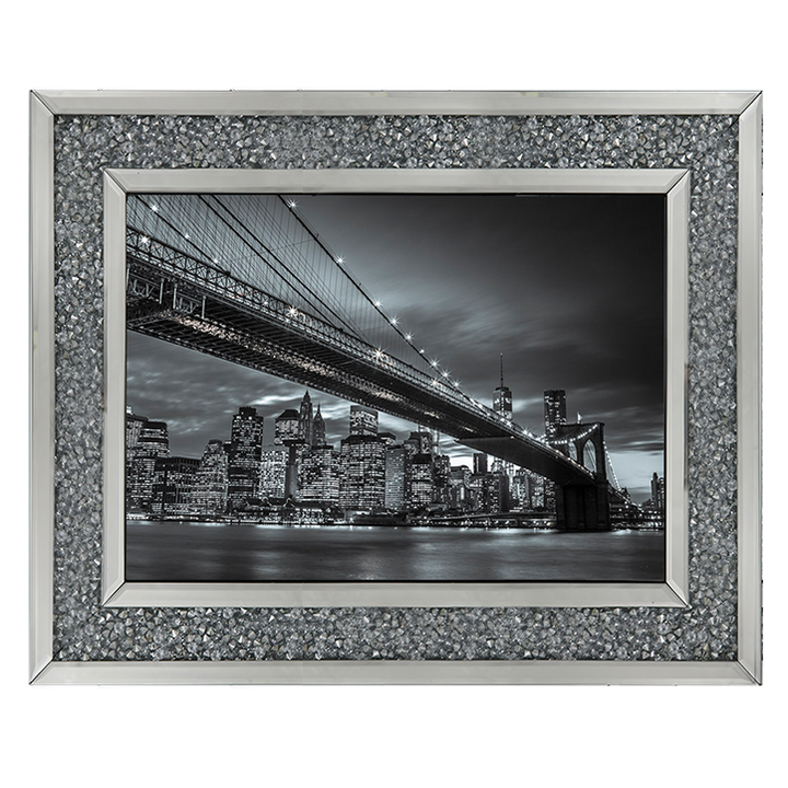 CY064 Brooklyn Bridge and lower Manhattan skyline at dusk