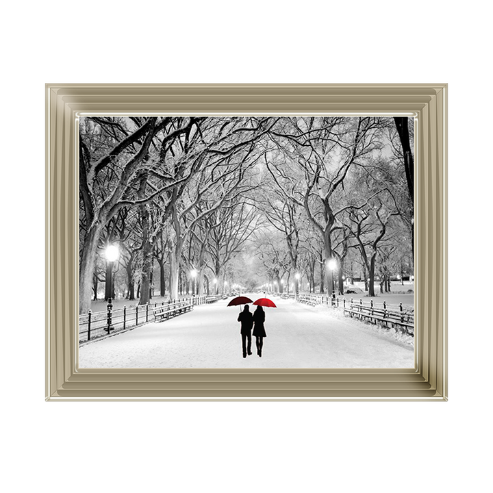 Walk through the snowy park
