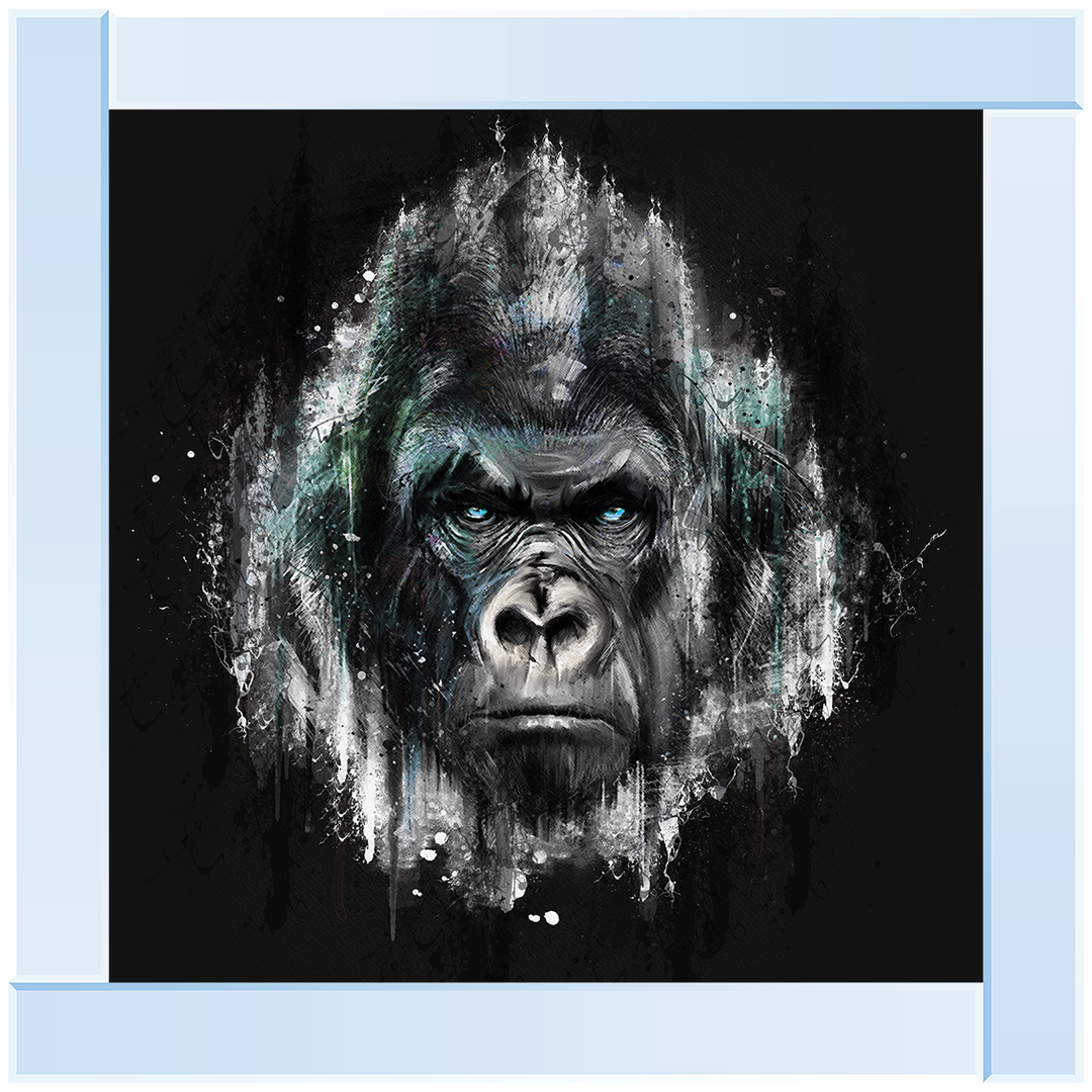 AN417 Black & Blue Gorilla Watercolour