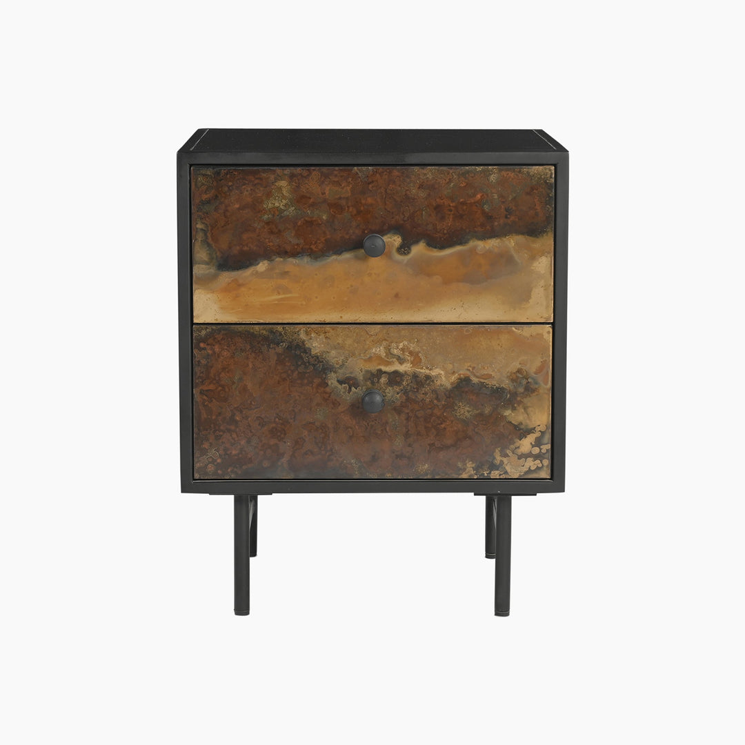 Galaxy Two-Drawer Iron Side Table