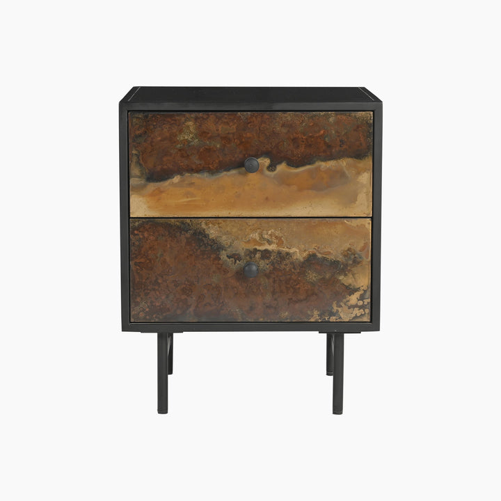 Galaxy Two-Drawer Iron Side Table