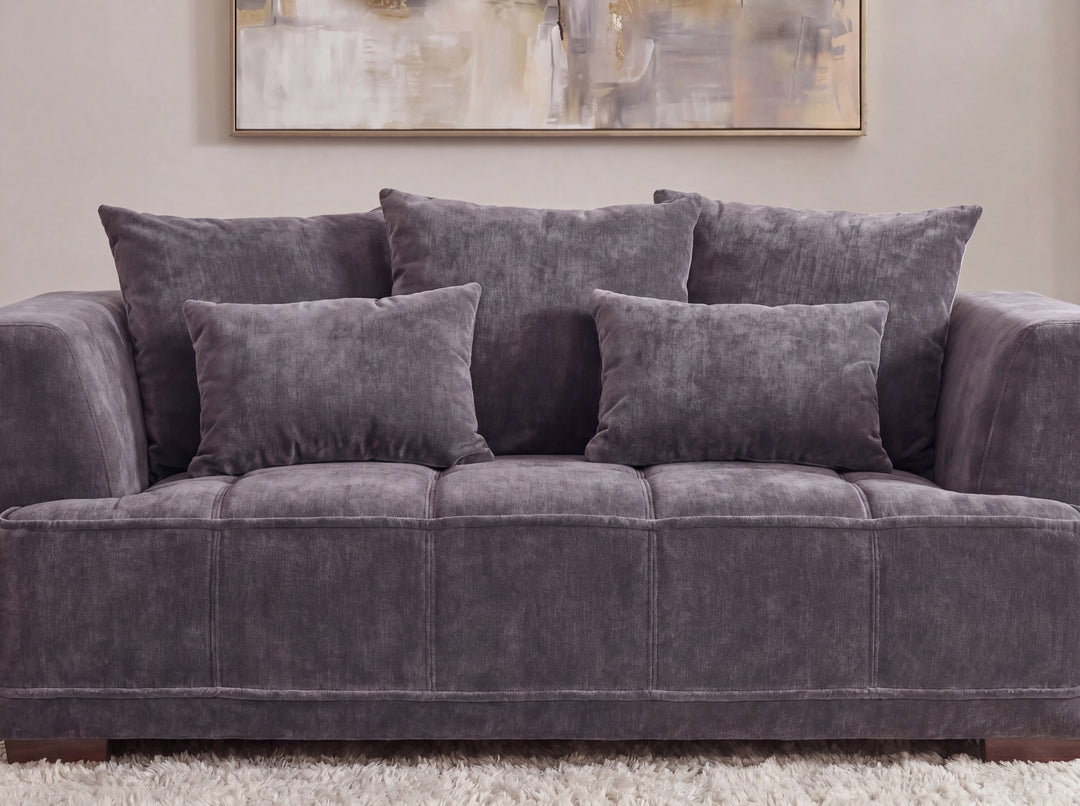 Aluxo Gramercy Group Sofa in Steel Velvet