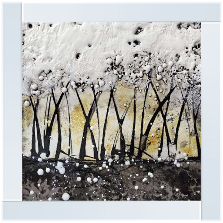 AB127 Abstract Trees Gold White