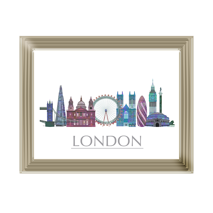 CY048 London Skyline Coloured Buildings