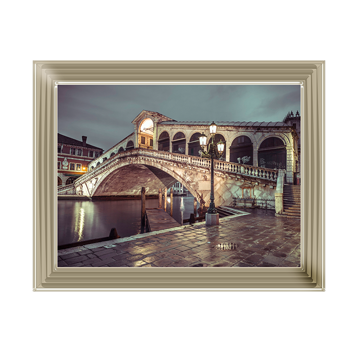 CY077 Rialto Bridge at night, Venice, Italy I