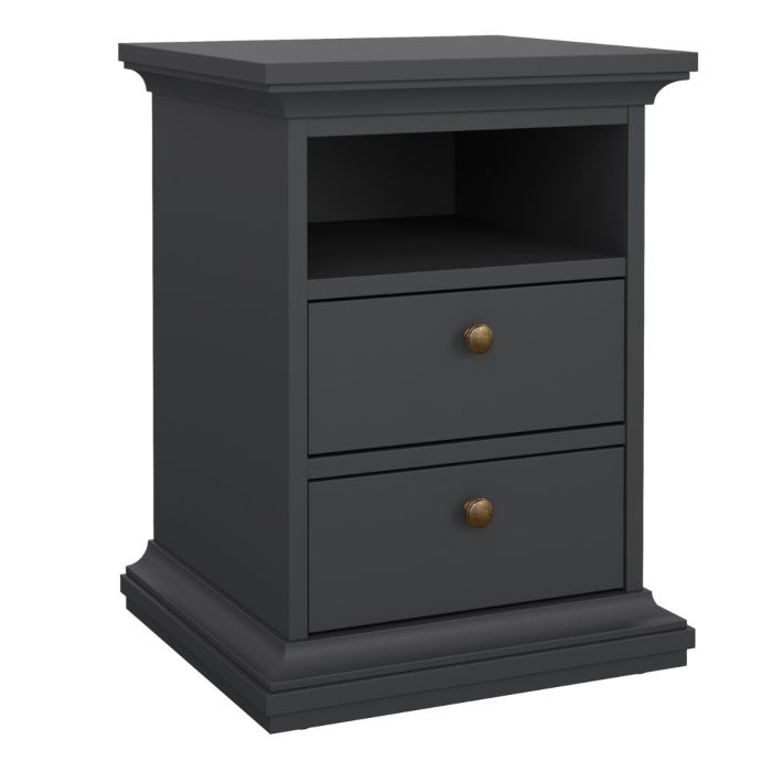 Paris Bedside 2 Drawers in Matt Grey
