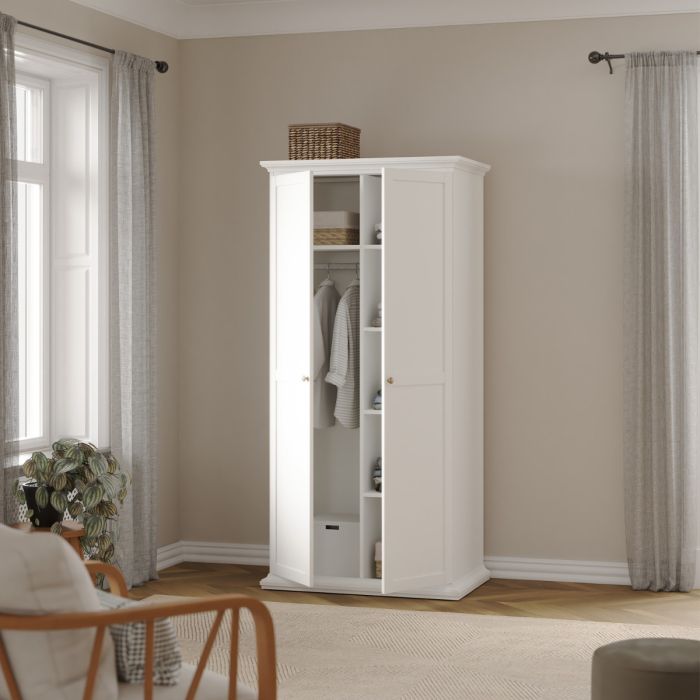 Paris Wardrobe with 2 Doors in White
