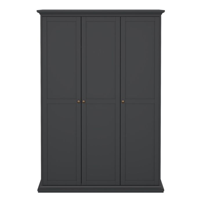 Paris Wardrobe with 3 Doors in Matt Grey