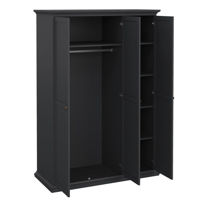 Paris Wardrobe with 3 Doors in Matt Grey