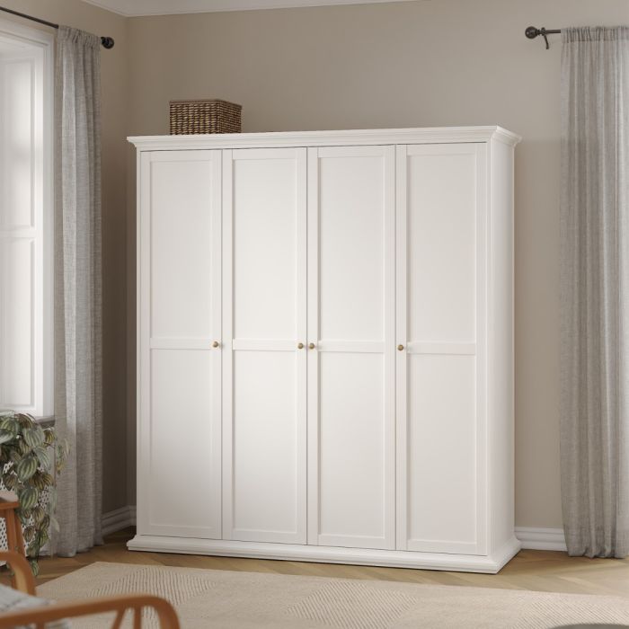 Paris Wardrobe with 4 Doors in White