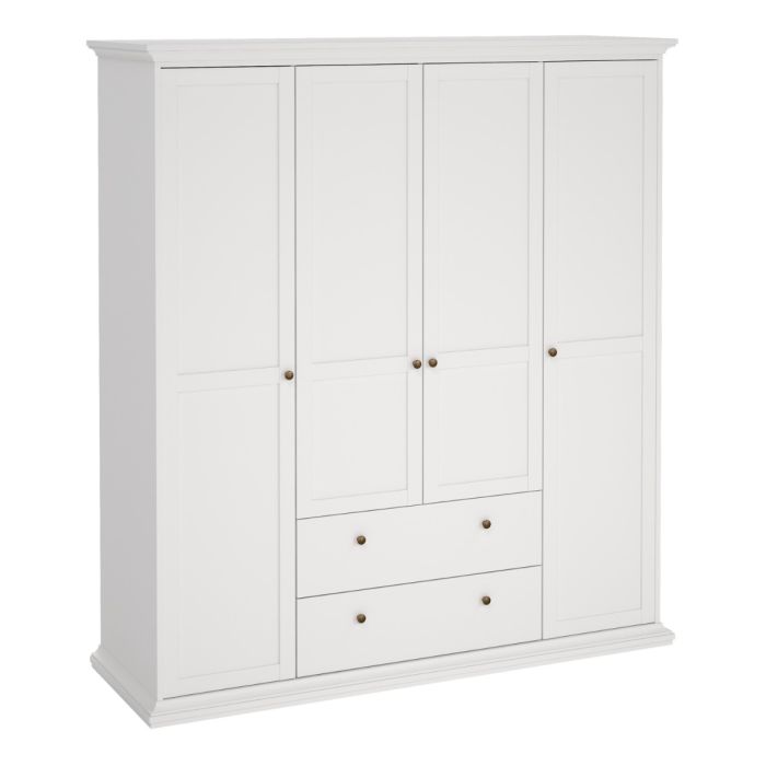 Paris Wardrobe – 4 Door in Classic White Finish