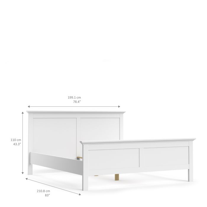 Paris Super King Bed (180 x 200) in White