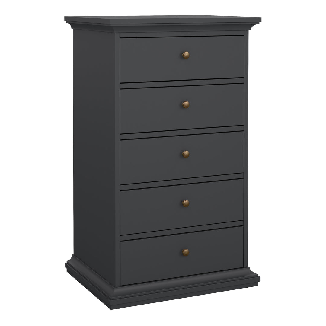 Paris Chest 5 Drawers in Grey