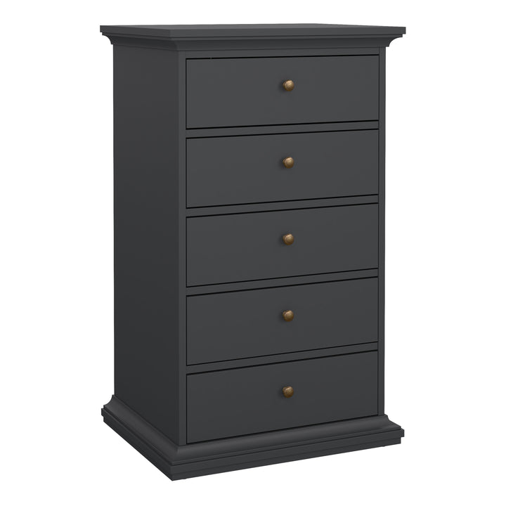 Paris Chest 5 Drawers in Grey
