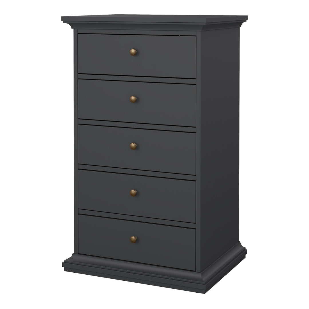 Paris Chest 5 Drawers in Grey