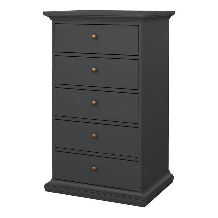 Paris Chest 5 Drawers in Grey