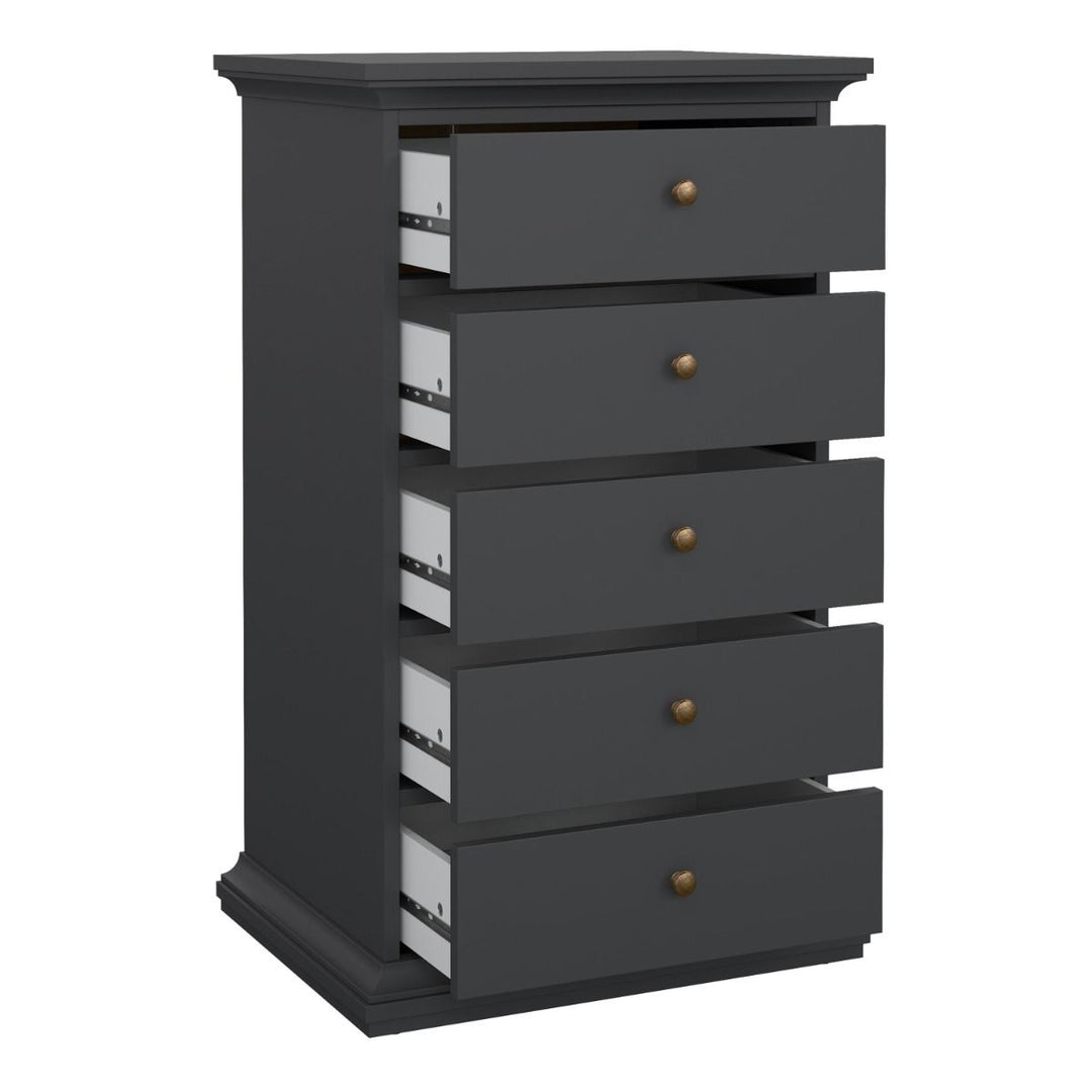 Paris Chest 5 Drawers in Grey