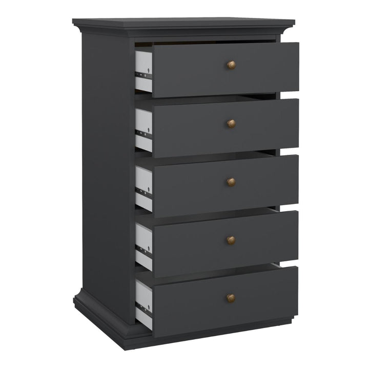 Paris Chest 5 Drawers in Grey