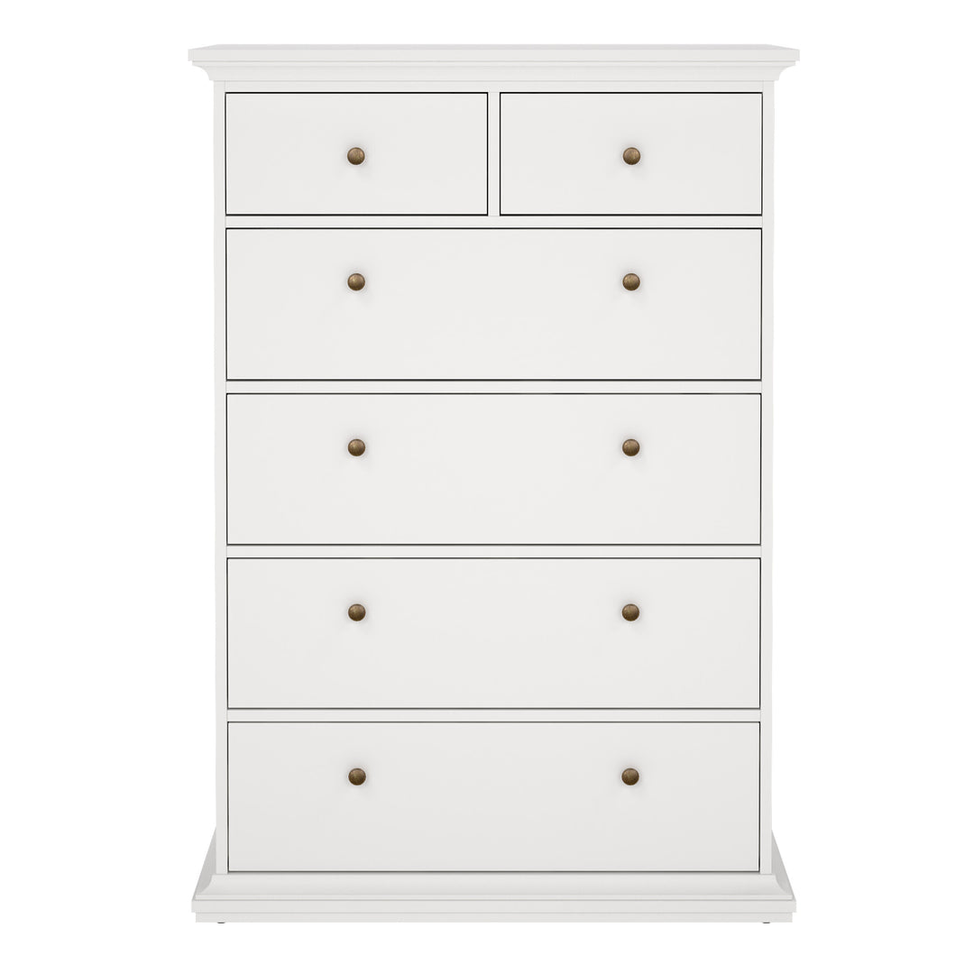 Paris Chest of 6 Drawers in White