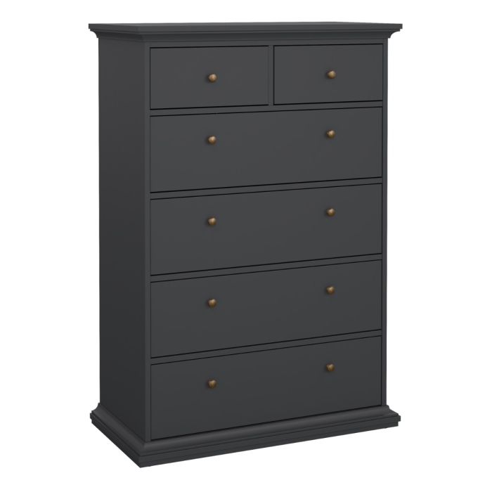 Matt Black Walnut 6 Drawer Double Chest – Ry Collection