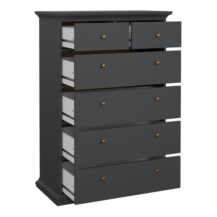 Matt Black Walnut 6 Drawer Double Chest – Ry Collection